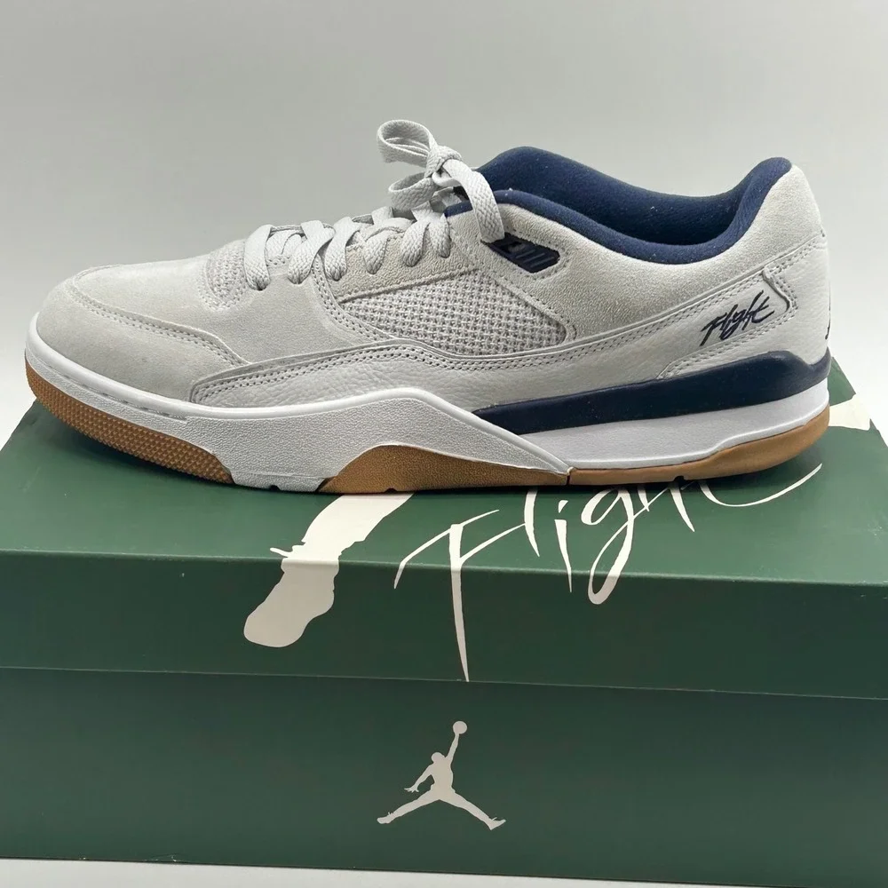 Jordan Flight Court Mens 11.5 Grey Midnight Navy Gum FV5555-004 Retro Sneakers